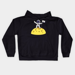 Astronaut Holding Flag On Moon Kids Hoodie